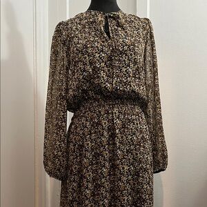 Banana Republic PETITE TIE-NECK MIDI DRESS